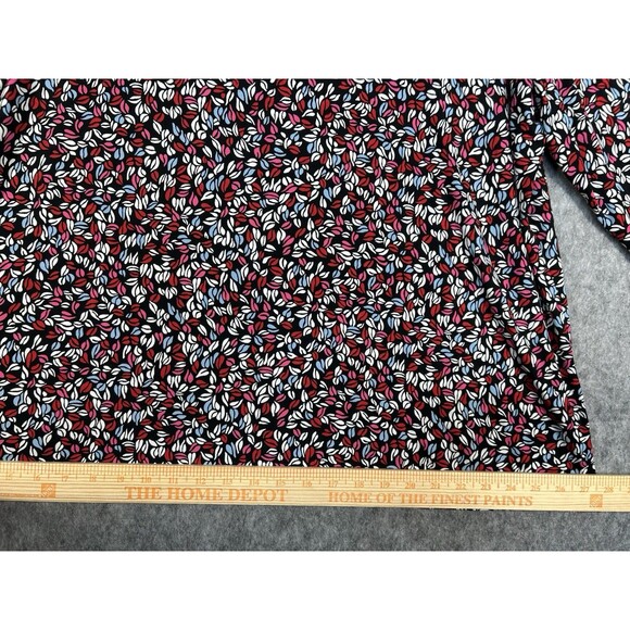 Liz Claiborne Career Blouse Women's 2X Black & Red Floral 3/4 Sleeve Stretch - Picture 8 of 9